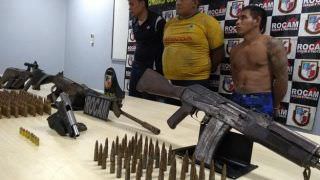 Três homens são presos com fuzis, pistolas e escopetas em sítio na AM-070