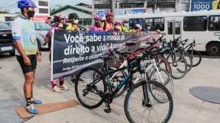 Prefeitura e grupos de ciclismo fazem ação de conscientização  no trânsito