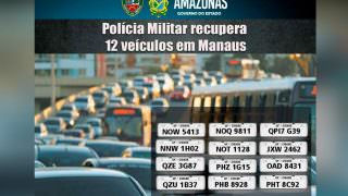 Em Manaus, PM recupera 12 veículos com restrição de roubo