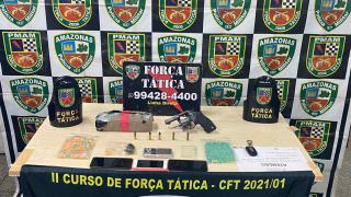 Trio é preso por tráfico, porte ilegal de arma de fogo e roubo em Manaus