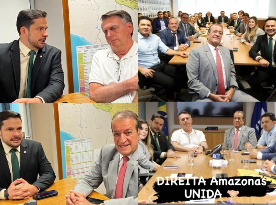 Aberto Neto, Bolsonaro e dirigentes do PL (Foto: reprodução redes sociais) Capitão Alberto Neto promete força do PL em 2024 com Bolsonaro em vídeo