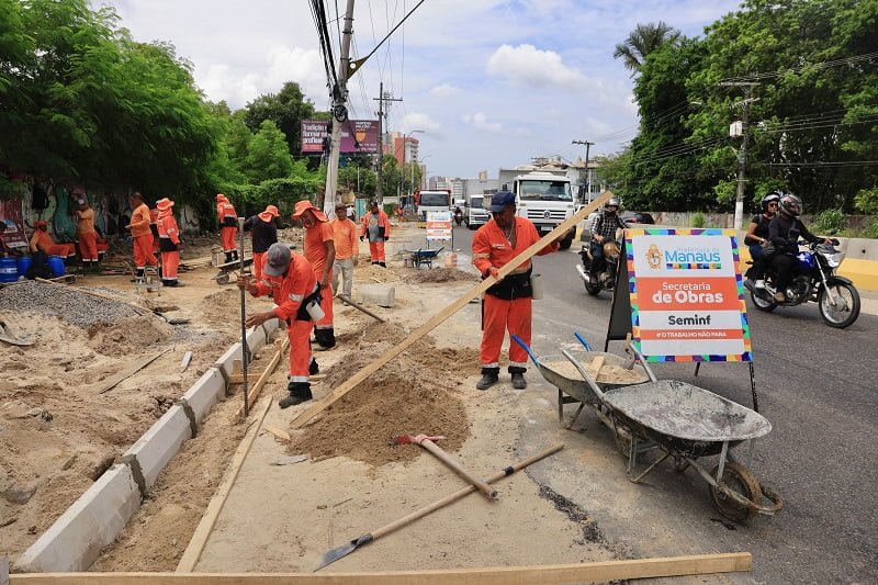 Obras na Avenida Ephigênio Salles (Foto: Divulgação/Seminf) Em Manaus, obra de alargamento na avenida Ephigênio Salles chega a fase final