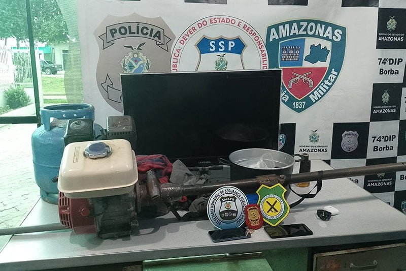 Material apreendido (Foto: Divulgação/PC-AM) ‘Joãozinho’ é preso por séries de roubos e furtos em Borba