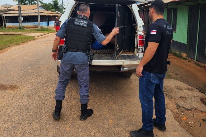 Bruno foi levado para a delegacia (Foto: Divulgação/PC-AM) Em Pauini, homem envolvido com associações criminosas é preso