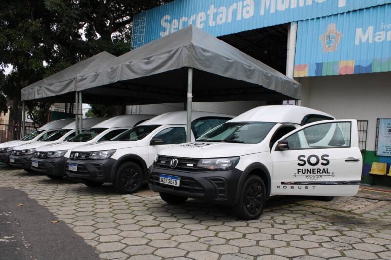 Nova frota de veículos do serviço SOS Funeral (Foto: Diego Lima/Semasc) SOS Funeral recebe nova frota de veículos para qualificação do serviço