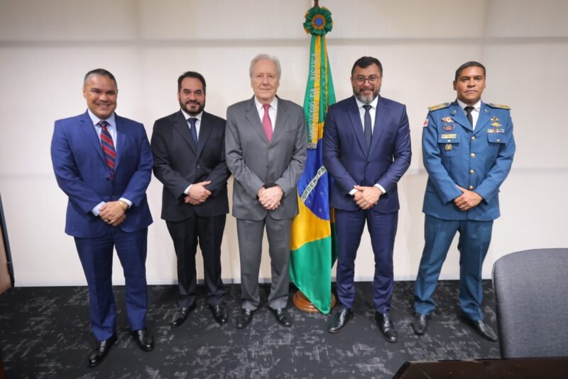 O governador Wilson Lima e ministro da Justiça e Segurança Pública, Ricardo Lewandowski (Foto: Diego Peres/Secom) Wilson Lima apresenta pauta do Amazonas para reforçar a segurança no estado