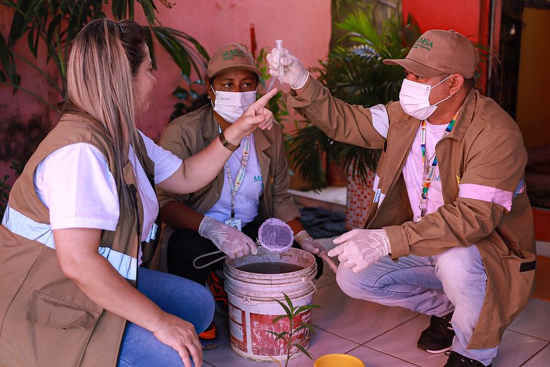 A programação prevê a vistoria de quase 26 mil imóveis na capital (Foto: Arthur Barbosa/Semsa) Manaus inicia 1º Levantamento de Índice Rápido do Aedes aegypti de 2024