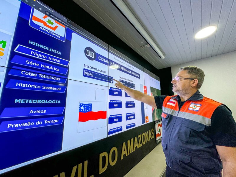 Serviço de monitoramento hidrometeorológico (Foto: Mylena Matos/Defesa Civil do Amazonas) Defesa Civil do AM oferta serviço de monitoramento avançado das condições climáticas