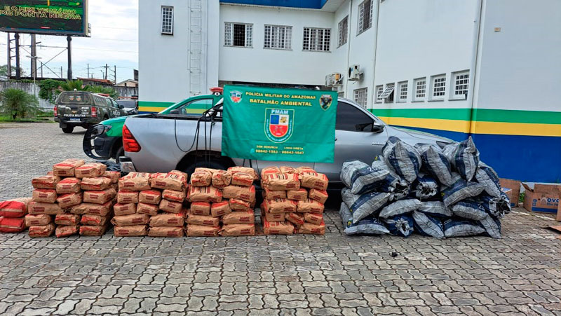 Em Manaus, carga de carvão vegetal de origem ilegal é apreendida