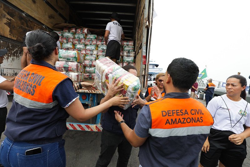 Defesa Civil do Amazonas (Foto: Divulgação/Secom) Governo do AM divulga boletim sobre a estiagem no estado, nesta segunda-feira (19)
