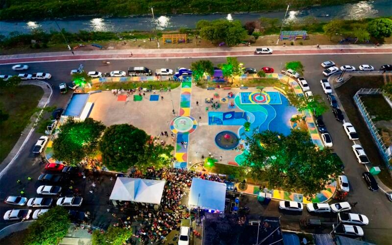 Praça molhada do Gigantes da Floresta (Foto: Divulgação) Praça molhada do Gigantes da Floresta recebe manutenção e volta a funcionar no sábado (17)
