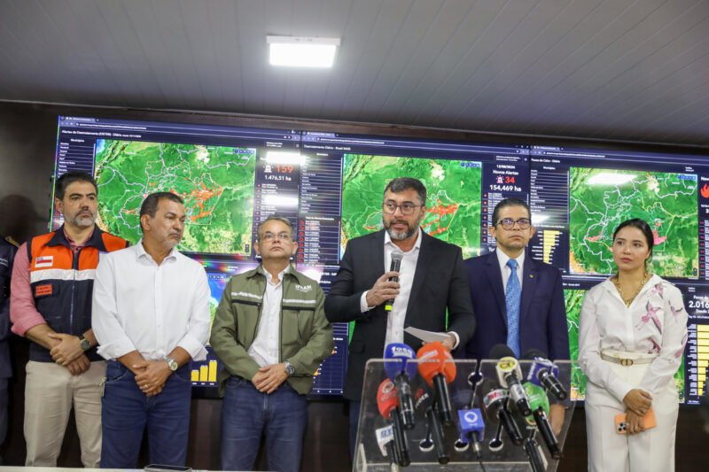 Governador do Amazonas, Wilson Lima (Foto: Alex Pazuello/Secom) Wilson Lima anuncia ampliação do efetivo para combate às queimadas no sul do AM