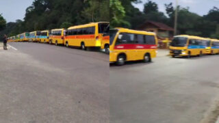 Vídeo: motoristas de 'amarelinhos' fazem protesto em frente a sede do governo