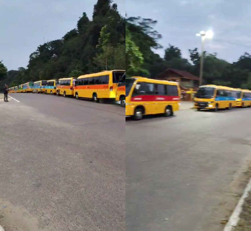 Vídeo: motoristas de ‘amarelinhos’ fazem protesto em frente a sede do governo