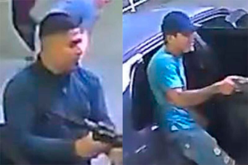 Câmeras de segurança registraram o momento em que os suspeitos chegaram ao local (Foto: Divulgação/PC-AM) Dupla é procurada por tentativa de homicídio em praça de alimentação no Parque 10