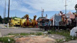 Descarte irregular de resíduos na Avenida do Samba (Foto: Divulgação)