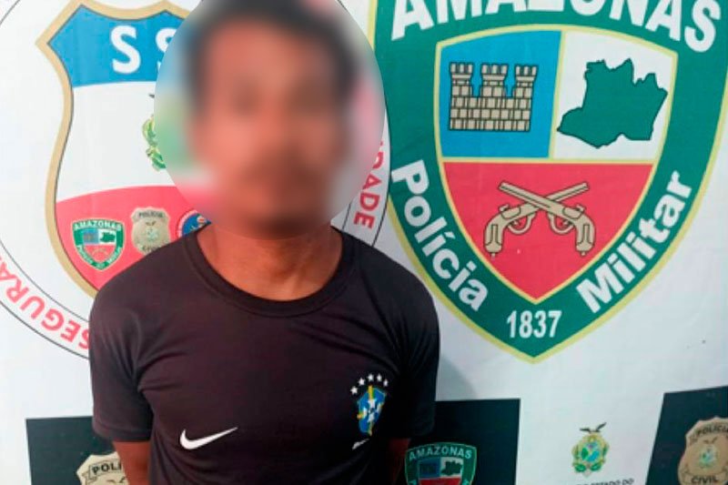 Marcelo foi preso com drogas em ação policial (Foto: Divulgação/PMAM) AM: homem é preso com drogas durante abordagem policial