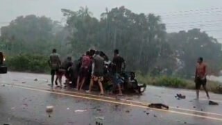 A colisão envolveu um carro e um caminhão (Foto: Reprodução)