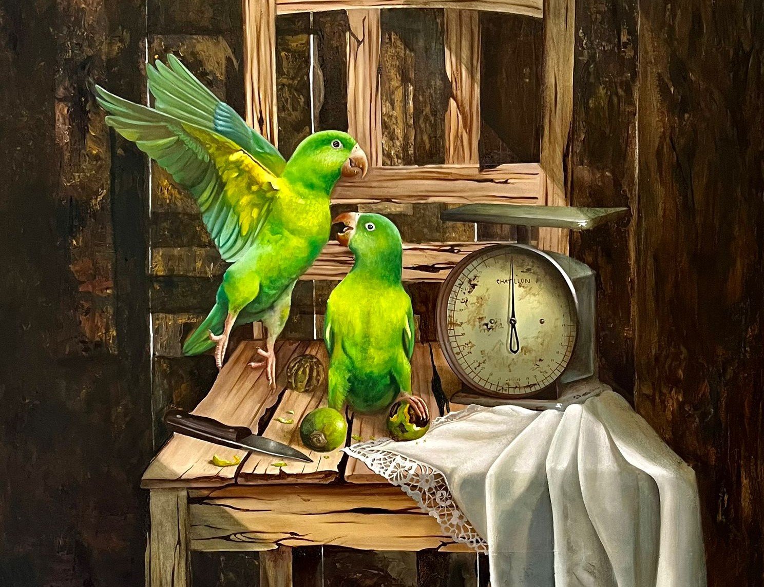 Da série ‘Pássaros’, essa tela é de autoria do artista Nailson Novato, conhecido por transitar entre o realismo e o surrealismo – divulgação Manauara Shopping: exposição ‘Arte da Amazônia para o Mundo’ estreia em 10 de julho