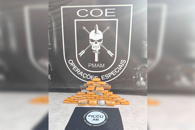 Drogas apreendidas (Foto: Divulgação/PMAM) PM e PF apreendem 50 kg de skunk e prendem dupla no Careiro