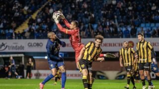 Henrique Almeida decide nos acréscimos e garante os três pontos (Foto: Fabiano Ratake/Avaí)
