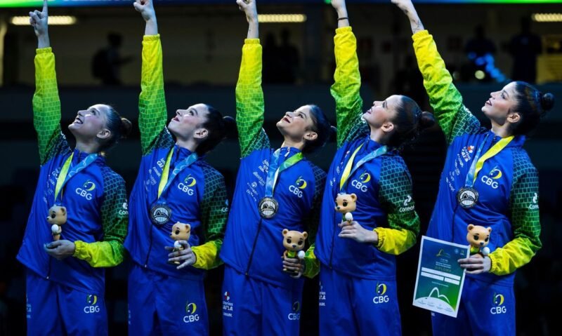 Ginástica Rítmica do Brasil (Foto: Melogym/CBG) Mundial de GR: Brasil conquista prata inédita no conjunto geral