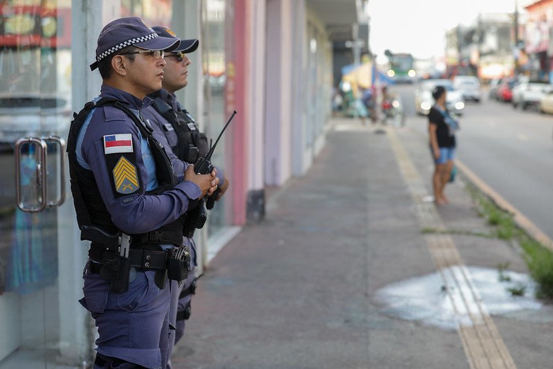 Patrulhamento a pé da Polícia Militar do Amazonas (Foto: Divulgação/PMAM)