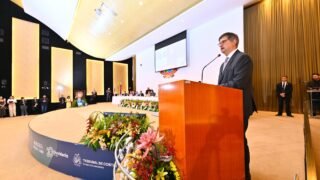 Paulo Gonet durante palestra no TCE-AM sobre segurança jurídica (Foto: Foto: Joel Arthus/DICOM TCE-AM)