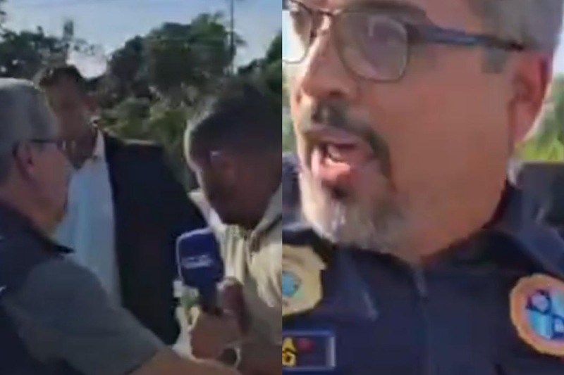 Perito criminal agride jornalistas em Manaus (Foto: Reprodução) Perito agride imprensa em cobertura de acidente fatal