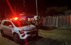 O local do crime foi isolado Divulgaçãoela polícia (Foto: Divulgação)