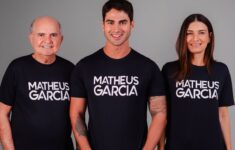 Matheus Garcia ao lado de Francisco Garcia e Rebeca Garcia no lançamento da pré-candidatura. (Foto: Divulgação)