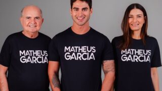 Matheus Garcia ao lado de Francisco Garcia e Rebeca Garcia no lançamento da pré-candidatura. (Foto: Divulgação)