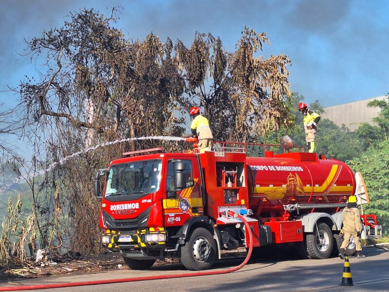 Incêndio atinge área de mata no Distrito Industrial (Foto: Josemar Antunes) Incêndio atinge mata e mobiliza bombeiros em Manaus